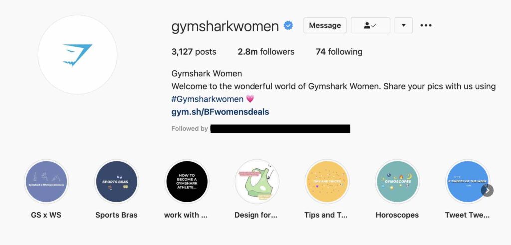 gymshark women social media