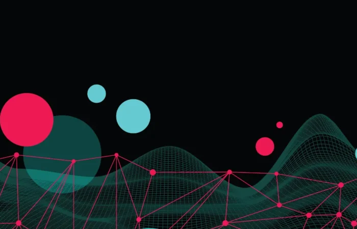 A Geometric pattern with the tiktok branding colours